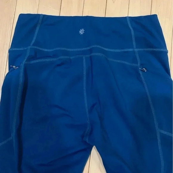 Athleta Contender Tight Powerlift Blue Peacock zip pockets mid rise | size MP - Picture 6 of 12